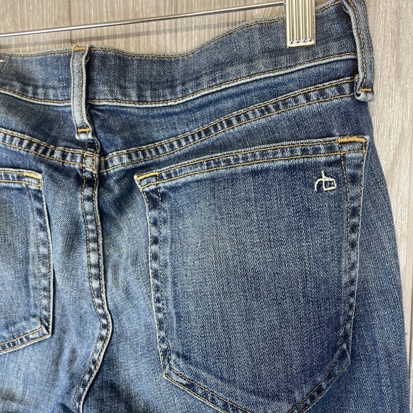 RAG & BONE Torn Knees Distressed Tomboy Skinny Jeans Low Rise Womens Sz 25 - Picture 7 of 9